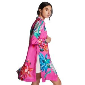 Anthropologie Maeve Pink Combo Floral Pattern Buttondown Tunic Size S NWOT
